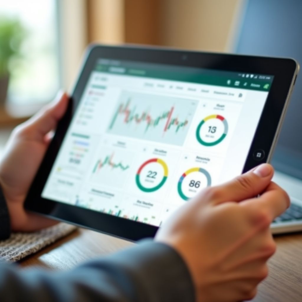 Persona analizando gráficos de inversión en una tableta.